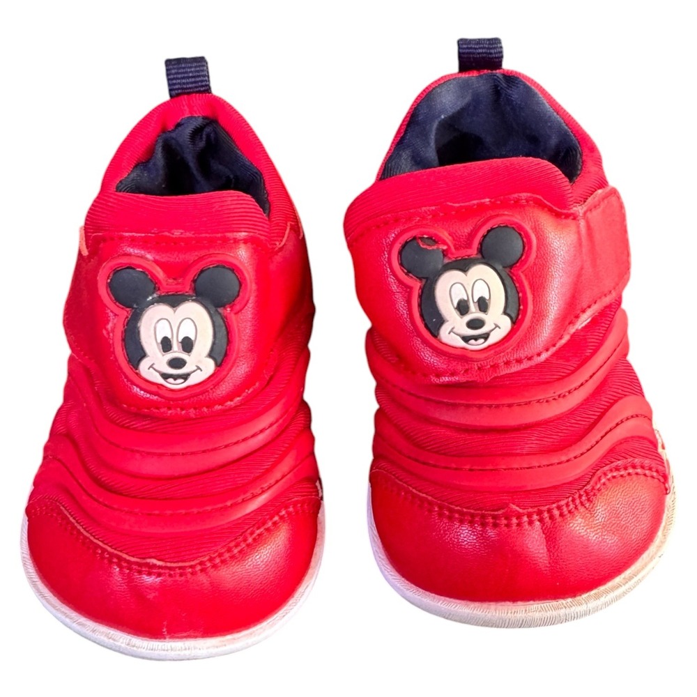 Disney Mickey Mouse Toddler Sneakers Red Quilted Hook Loop Shoes Size 1.5 B8055